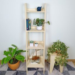 Estante Tipo Escada Vitória 4 Prat 150AX40LX38P em Madeira de Pinus - NATURAL - 3