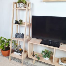 Estante Tipo Escada Vitória 4 Prat 150AX40LX38P em Madeira de Pinus - NATURAL - 1