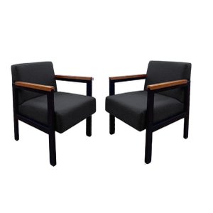 Conjunto 2 Poltronas Minas Estilo Industrial GDecor - Tecido Preto