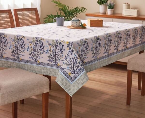 Toalha de Mesa Retangular 8 Lugares Ervas Lepper