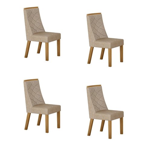 Kit de 4 Cadeiras para Sala de Jantar Aurora Bege/Cinamomo