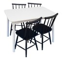 Ver imagem 1 de Jogo de Jantar Colonial Brisa Mesa 110x80 Cm Branca + 04 Cadeiras Preta Rustico