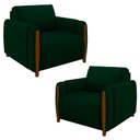 Ver imagem 1 de Kit 2 Poltronas Decorativas para Sala de Estar 98cm Amaranto M22 Veludo Verde - Mpozenato