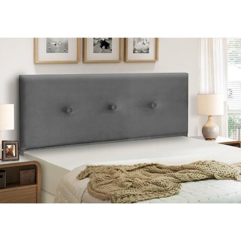 Cabeceira Estofados Casal Queen Quarto 1,64cm Mariana Suede Cinza Madelina Decor