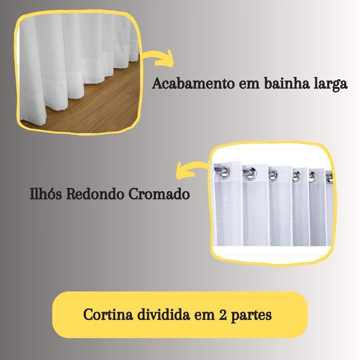 Cortina 6 Metros para Varão Gaze Texturizado Branco 6x2,80 - 3