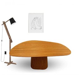 Mesa de Jantar Modelar Orgânica Bumerangue em Freijo 1.60x90cm - 3