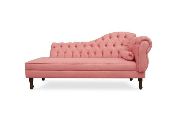 Recamier Divã Namoradeira Larissa 1,60 Suede Rosa - Lado Direito - Dubai Decor