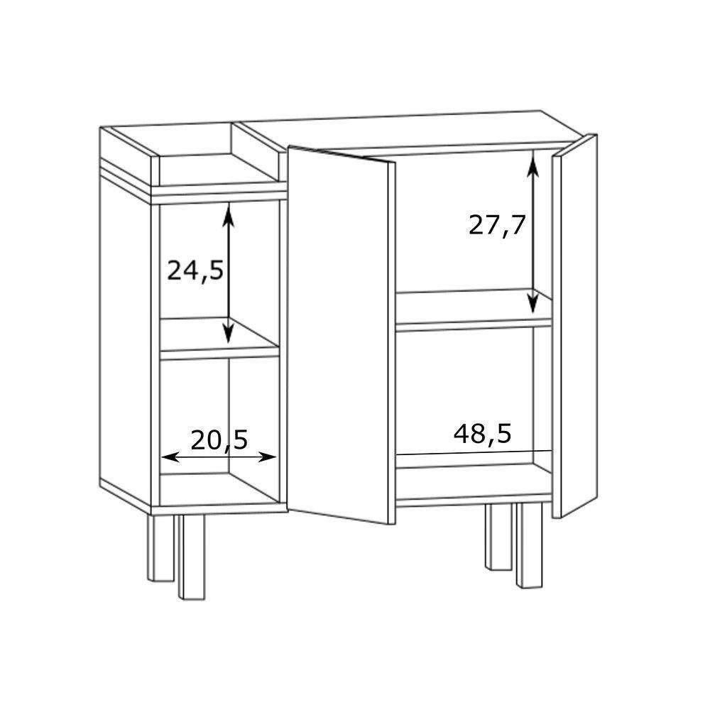 Gabinete Para Banheiro 75cm Sem Cuba Estilare Móveis Gab1015 Branco - 3