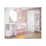 Quarto De Bebê Completo Doce Sonho Qmovi 2 Peças Berço Com Cantoneira E Roupeiro Branco Rosa - 1