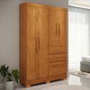 Ver imagem 1 de Guarda Roupa Casal Brunela 5 Portas 2 Gavetas com Cabideiro e Prateleira Yescasa Marrom/Nature