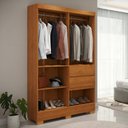 Ver imagem 6 de Guarda Roupa Casal Brunela 5 Portas 2 Gavetas com Cabideiro e Prateleira Yescasa Marrom/Nature
