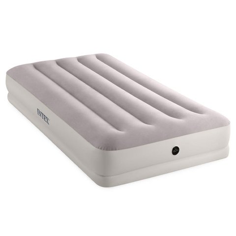Colchão Inflável Solteiro Dura Beam Fiber Tech Prestige com Bomba Usb Bege Intex