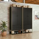 Ver imagem 1 de Guarda Roupa Closet Modulado 4 Gavetas 2 Cabideiros Estrutura Metalica 180cm Olivar Preto/Ac