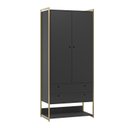 Ver imagem 3 de Guarda Roupa Closet Modulado 4 Gavetas 2 Cabideiros Estrutura Metalica 180cm Olivar Preto/Ac
