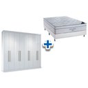 Ver imagem 1 de Cama Box Casal + Colchão Freedom Ortobom + Guarda Roupa Master Vip 8.4 Branco
