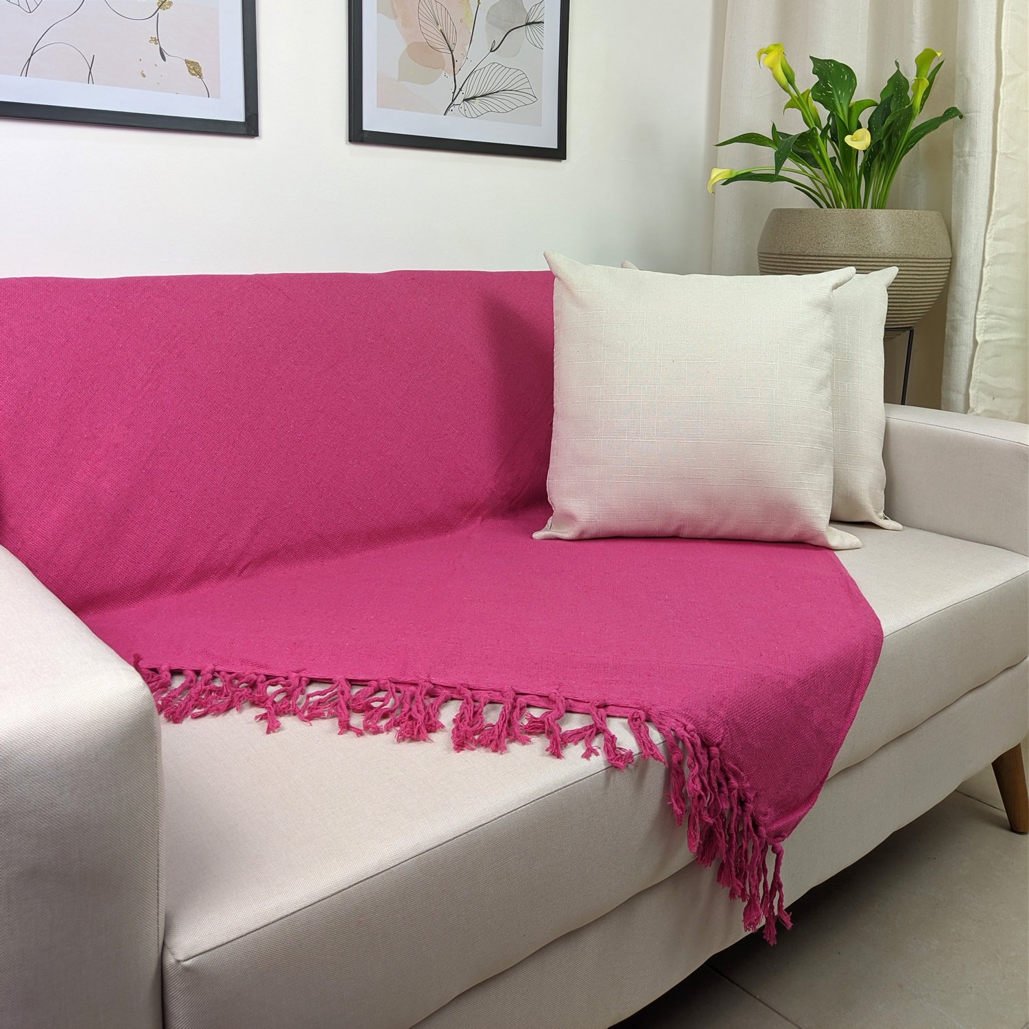 Manta Para Sofá Gigante Decorativa Rosa Pink 240x180 - 3