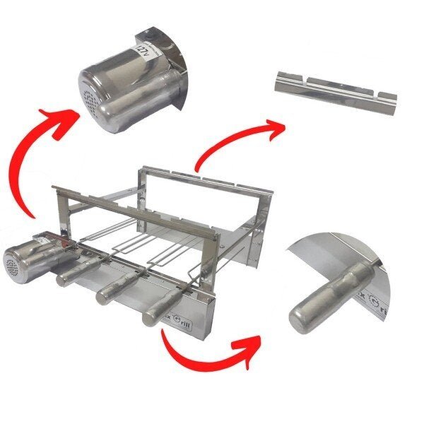 Churrasqueira Inox Max Grill Giratória 4 Esp. 110v/220v - 5