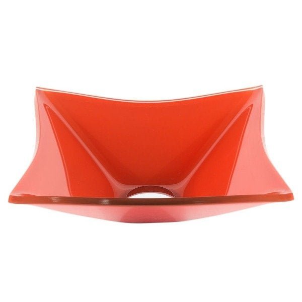 Cuba Quadrada de Vidro 30x30cm Vermelho para Banheiro - 1