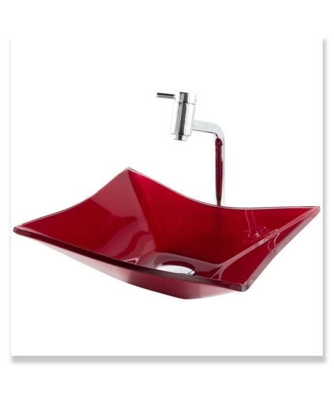 Cuba Quadrada de Vidro 39x34cm Vinho para Banheiro - 2