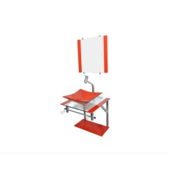 Gabinete Vermelho de Vidro para Banheiro 40cm Cq30cm - 2