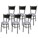 Ver imagem 1 de Conjunto 6 Cadeiras Pretas para Cozinha Viena Cor:floral Branco