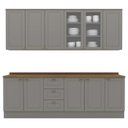 Ver imagem 1 de Cozinha Modulada 9 Pecas 240cm Ce856 Americana Cinza Nature Henn