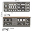 Ver imagem 4 de Cozinha Modulada 9 Pecas 240cm Ce856 Americana Cinza Nature Henn