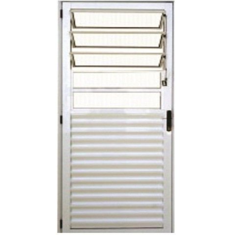 Porta Basculante Alumínio Branco Linha 25:Direita/ 210 x 90