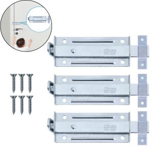 Ferrolho Trinco Tarjeta Fecho Chato para Porta Janela Portão 5,5cm Zincado | Silvana | Kit 03 Un