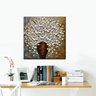 Quadro Pintura Tela flor vaso branca óleo quadrada 5326: 130cm (A) x 130	cm (L) - 4