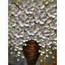 Quadro Pintura Tela flor vaso branca óleo quadrada 5326: 130cm (A) x 130	cm (L) - 3