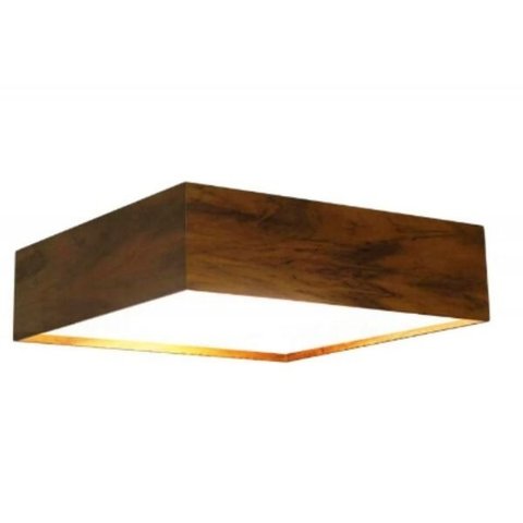 Luminária Plafon Quadrado 60x60cm em Madeira Imbuia