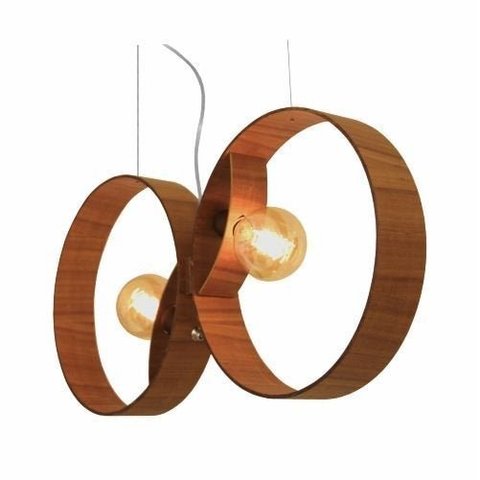 Lustre Pendente Cilíndrico 73x35cm 2xe27 Madeira Imbuia