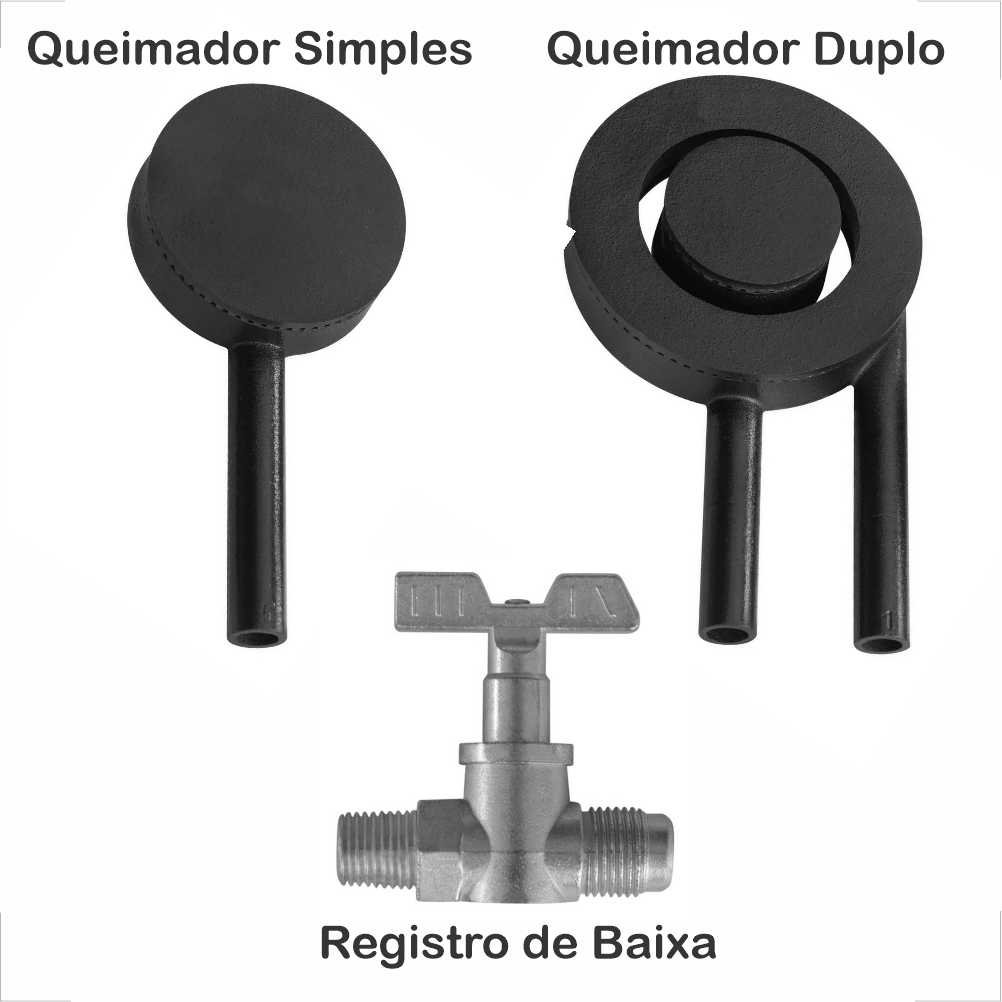 Fogão Industrial Inox 3 Tres Bocas de Baixa Pressão Queimador 2 Simples e 1 Duplo Chiquim Fogão Indu - 4