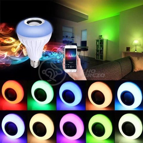 Lâmpada Led 12w E27 Rgb Colorida com Caixa de Som