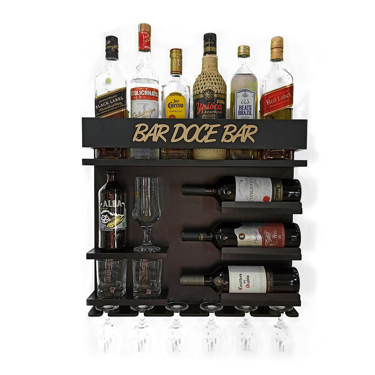 Barzinho Adega Parede - Bar Doce Bar - 54 x 51 Preto - 2