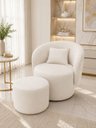 Ver imagem 1 de Poltrona Orgânica + Puf Closet Boucle Off White com Almofada