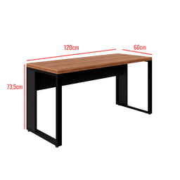 Mesa Reta 40mm Pé Quadro Savoia Tamanho 120x60 Cor Nogal/preto - 2