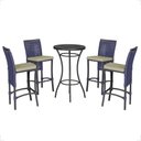 Ver imagem 1 de Mesa Bistrô e 4 Banquetas Roma Preta Corda Náutica Estofado 7 Trama Original