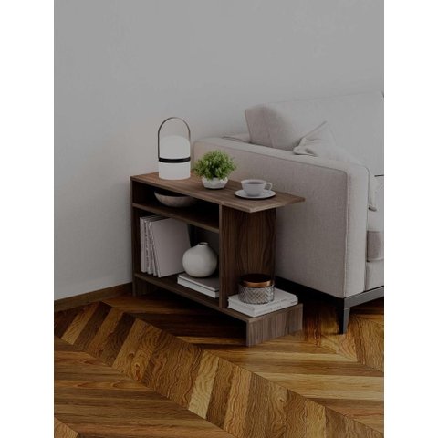 Mesa Lateral Restn Nogal Moderna Sala Quarto Hall