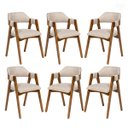 Ver imagem 1 de Kit 6 Cadeiras para Mesa de Jantar Lua com Estofado Linho Bege L59 Rmi