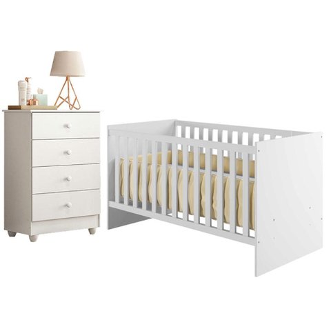 Berço Nacional Life 2186 com Gaveteiro Soft Branco Acetinado - Tigus