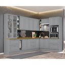 Ver imagem 1 de Cozinha Modulada de Canto 10 Peças 14 Portas 7 Gavetas Americana Henn - Cinza/nature