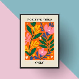 Quadro Matisse Positive Vibes 33x24cm - com Vidro:moldura Preta - 1