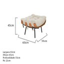 Ver imagem 4 de Poltrona com Puff Sala Quarto Recepção Escritório Costela Esqueleto Base Fixa Linho Bege