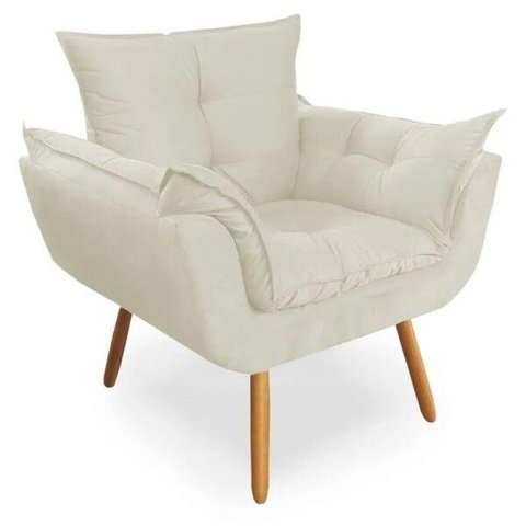 Poltrona Decoração Quarto Amamentação Escritório Clínica Salão Recepção Sala Estar Suede Bege