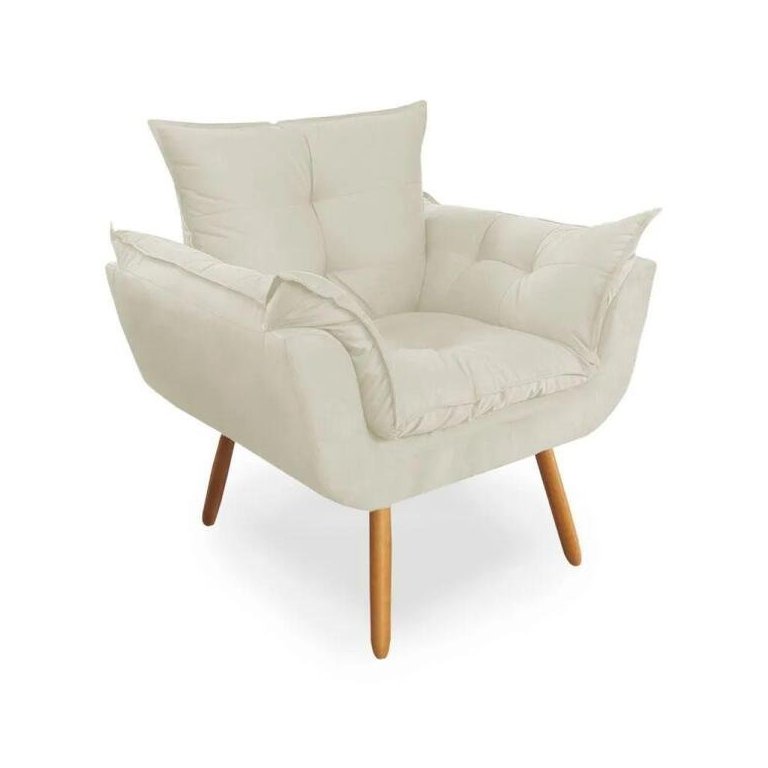 Poltrona Decoração Quarto Amamentação Escritório Clínica Salão Recepção Sala Estar Suede Bege