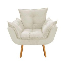 Poltrona com Puff Opala Decoração Quarto Amamentação Escritório Clínica Recepção Suede Bege - 3