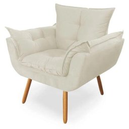 Poltrona com Puff Opala Decoração Quarto Amamentação Escritório Clínica Recepção Suede Bege - 4