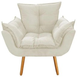 Poltrona com Puff Opala Decoração Quarto Amamentação Escritório Clínica Recepção Suede Bege - 6